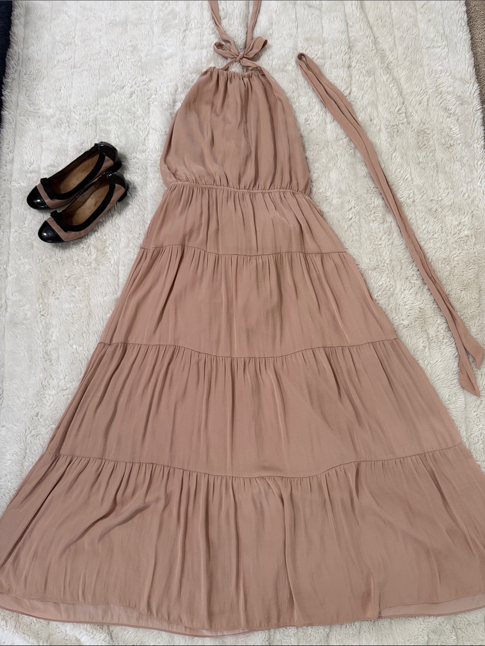 Tiered Halter Maxi Dress in Dusty Rose